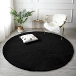 Dywan Pluszowy Okrągły Art Rugs - RABBIT Czarny