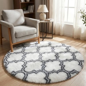 Dywan Pluszowy Okrągły Art Rugs - MARRAKESH Biały