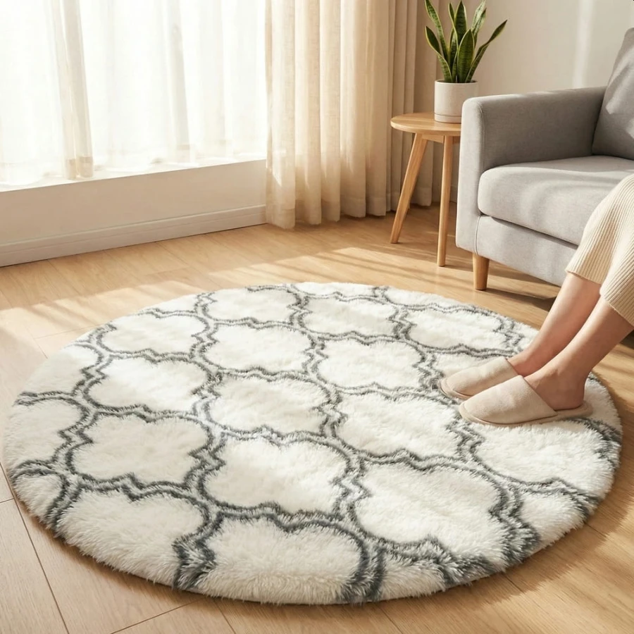 Dywan Pluszowy Okrągły Art Rugs - MARRAKESH Biały