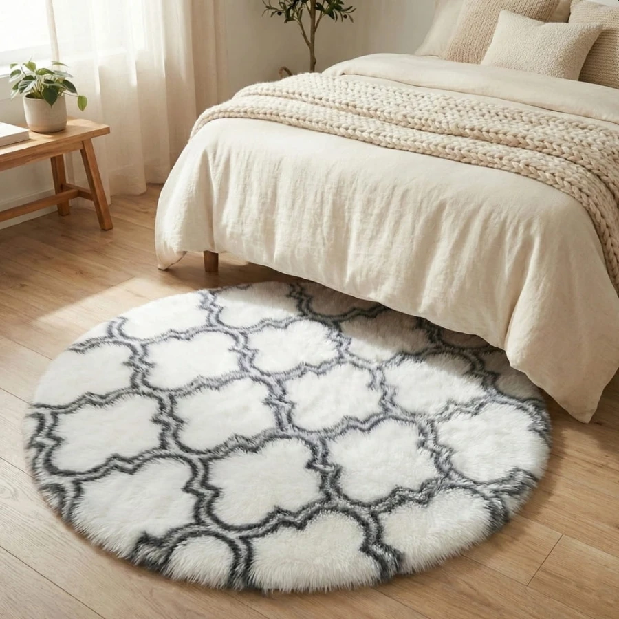 Dywan Pluszowy Okrągły Art Rugs - MARRAKESH Biały