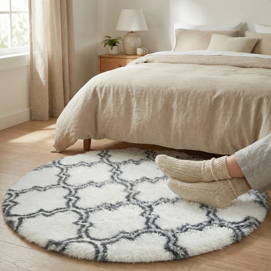 Dywan Pluszowy Okrągły Art Rugs - MARRAKESH Biały