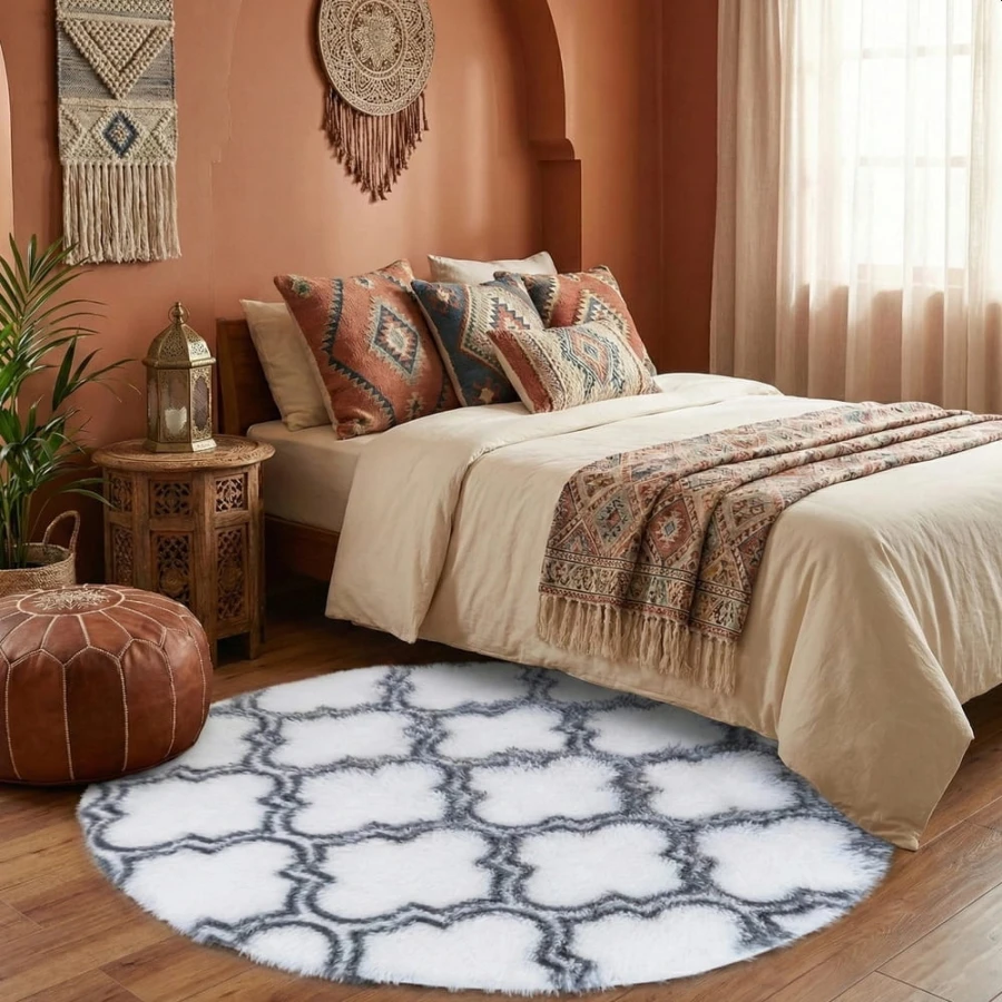 Dywan Pluszowy Okrągły Art Rugs - MARRAKESH Biały