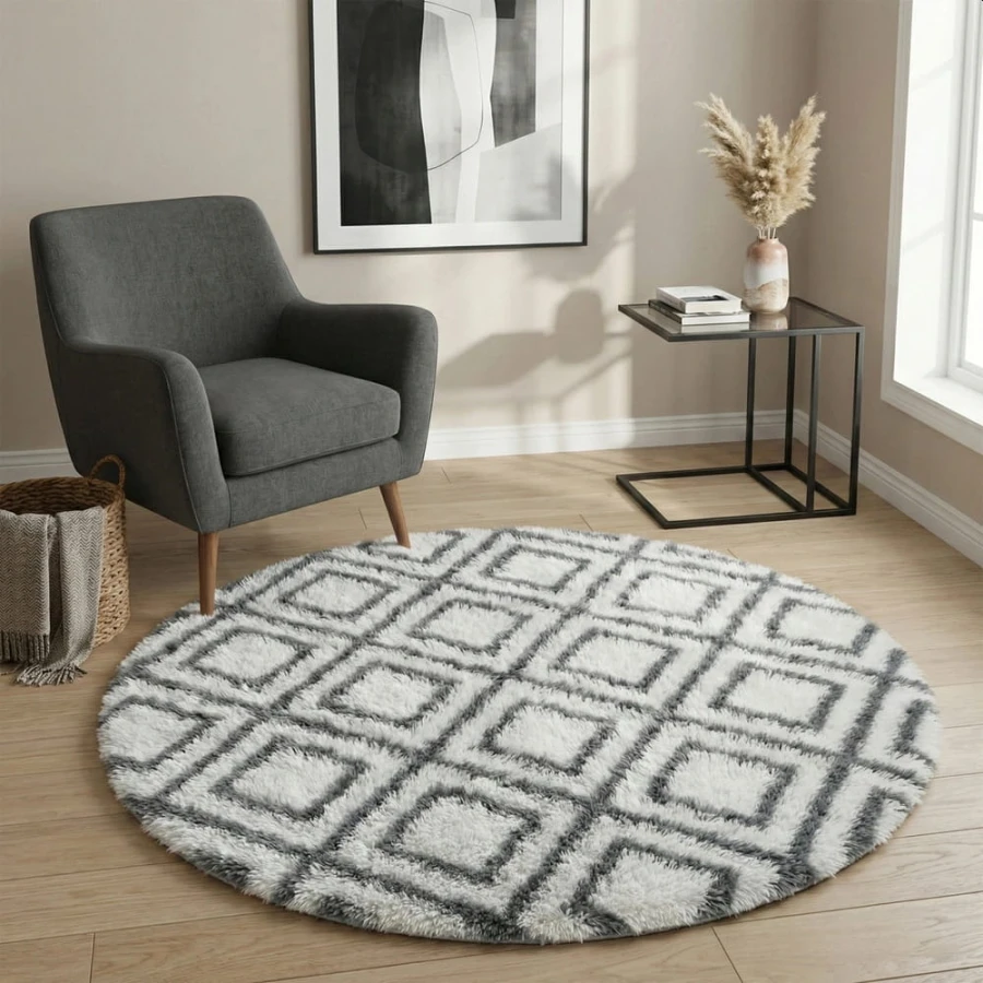 Dywan Pluszowy Okrągły Art Rugs - MARRAKESH Biały