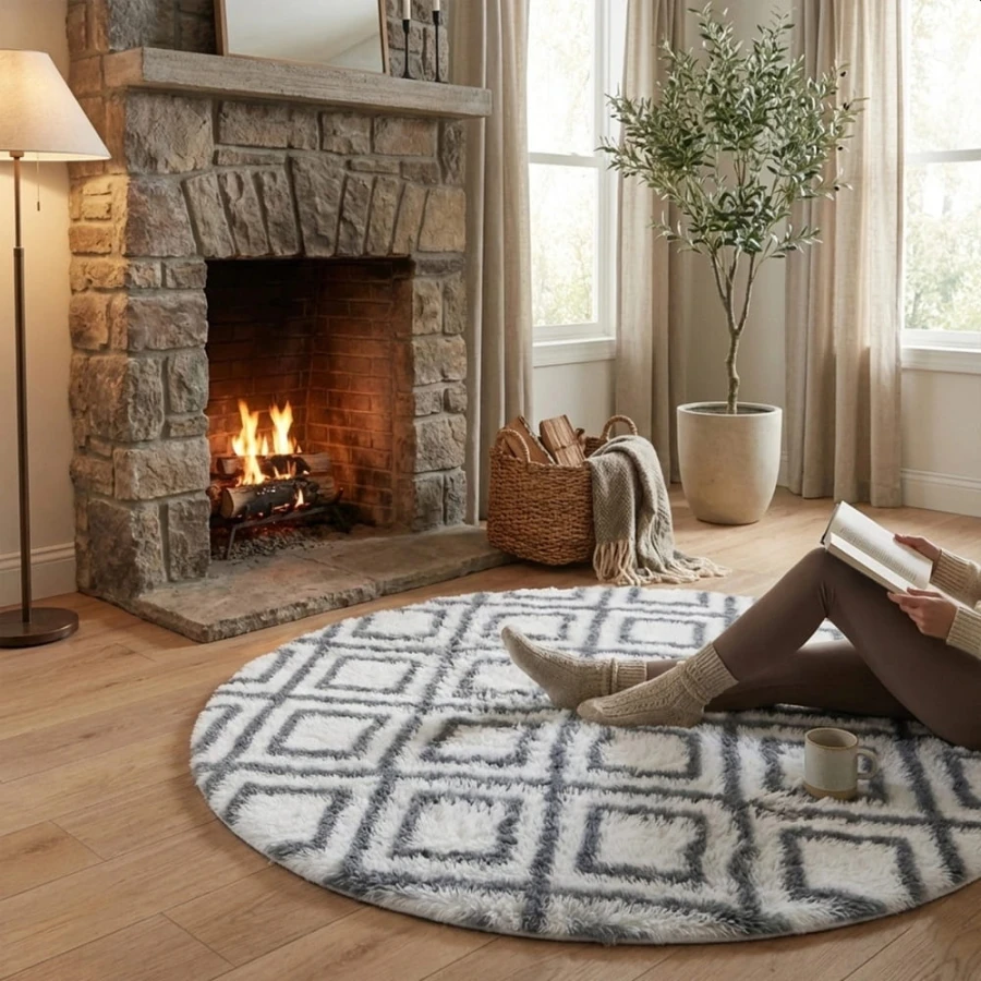 Dywan Pluszowy Okrągły Art Rugs - MARRAKESH Biały