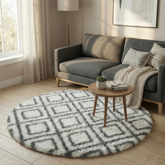 Dywan Pluszowy Okrągły Art Rugs - MARRAKESH Biały
