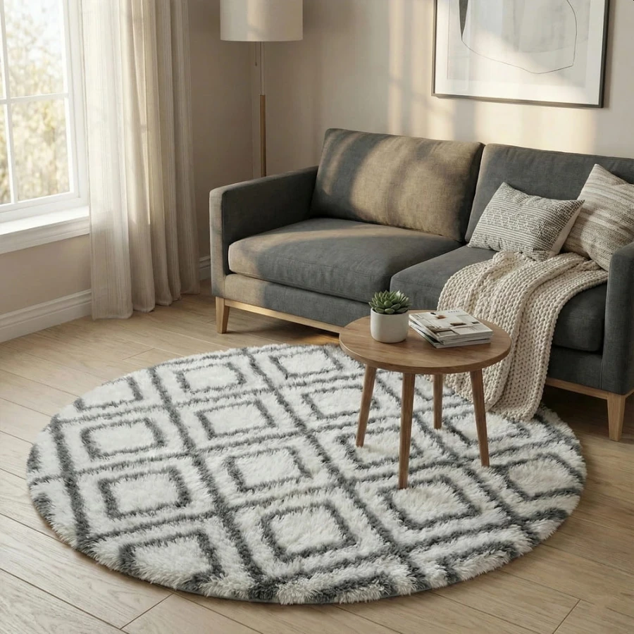 Dywan Pluszowy Okrągły Art Rugs - MARRAKESH Biały