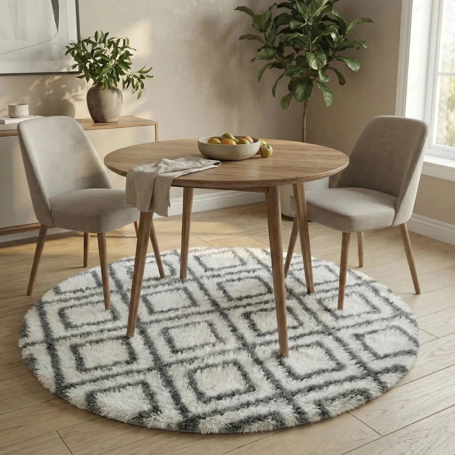 Dywan Pluszowy Okrągły Art Rugs - MARRAKESH Biały
