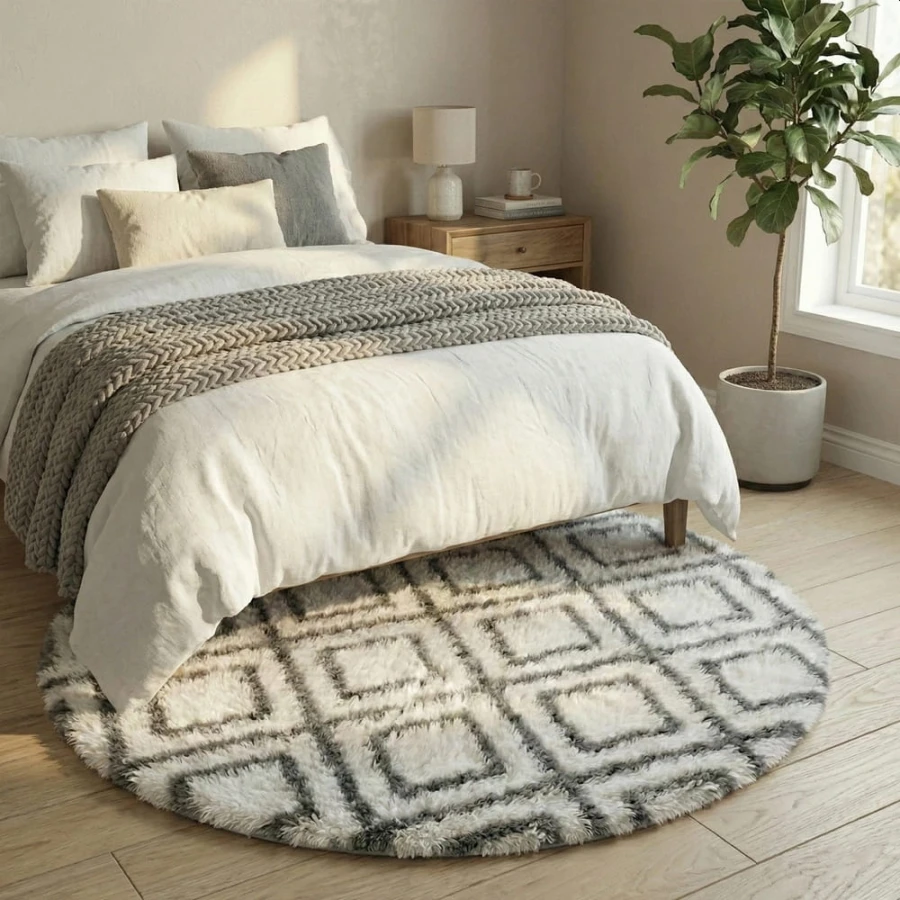 Dywan Pluszowy Okrągły Art Rugs - MARRAKESH Biały