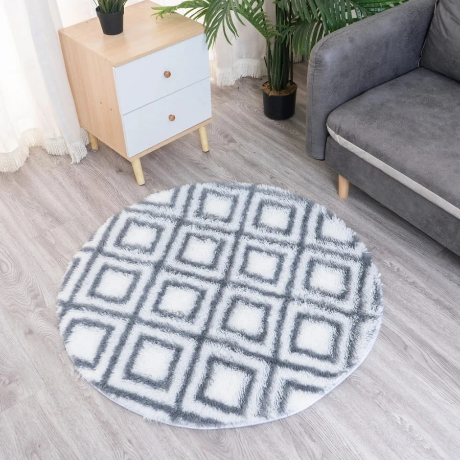 Dywan Pluszowy Okrągły Art Rugs - MARRAKESH Biały
