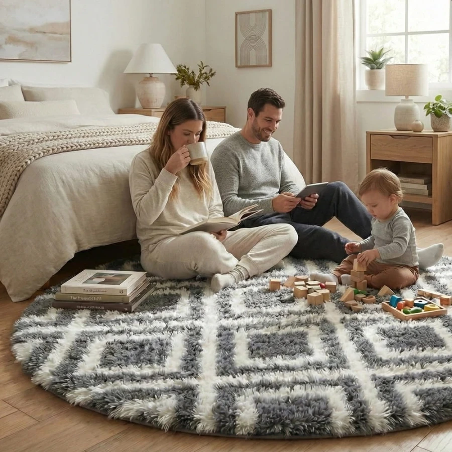 Dywan Pluszowy Okrągły Art Rugs - MARRAKESH Czarny