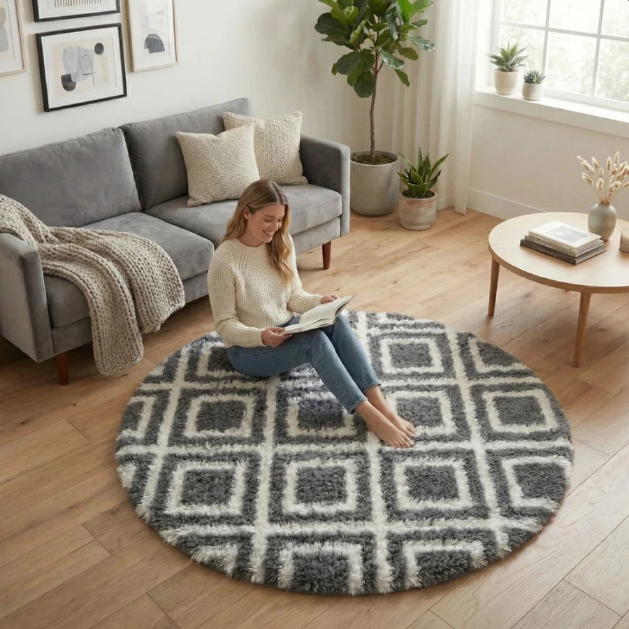 Dywan Pluszowy Okrągły Art Rugs - MARRAKESH Czarny