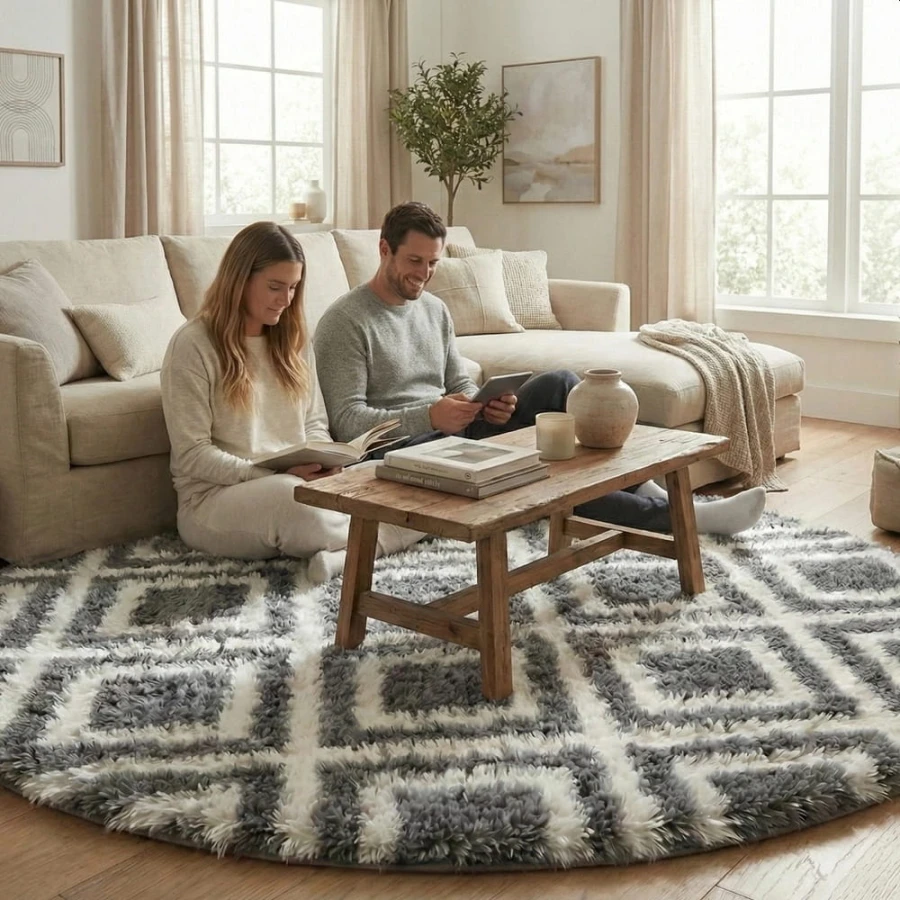 Dywan Pluszowy Okrągły Art Rugs - MARRAKESH Czarny