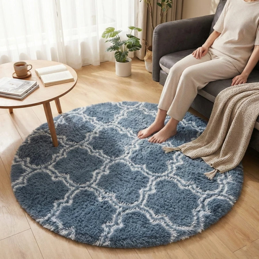Dywan Pluszowy Okrągły Art Rugs - MARRAKESH Srebrny
